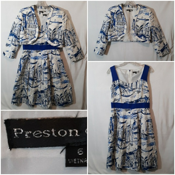 Preston & York Dresses & Skirts - Preston and York White With Blue Dress and Jacket